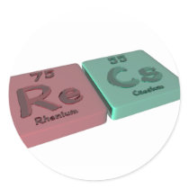 Recs as Re Rhenium and Cs Caesium Round Stickers