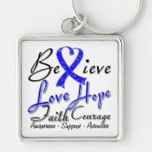 Rectal Cancer Believe Heart Collage Key Chain
