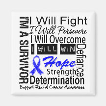 Rectal Cancer Fight Persevere Overcome Win Refrigerator Magnet