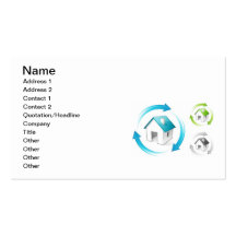 recycle-arrows-around-house1, Name, Address 1, ... Business Card Template