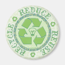 Recycle Earth Day Gear Fridge Magnets