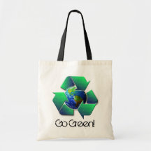 Recycle Earth, Go Green! - tote Bags