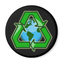 RECYCLE EMBLEM WITH EARTH REFRIGERATOR MAGNET
