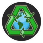 RECYCLE EMBLEM WITH EARTH ROUND STICKERS