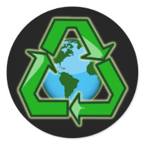 RECYCLE EMBLEM WITH EARTH ROUND STICKERS
