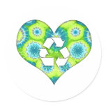 Recycle Heart Tie Dye stickers