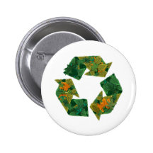 Recycle logo made of leaves. pins
