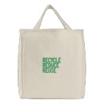 Recycle Reduce Reuse embroidered bags