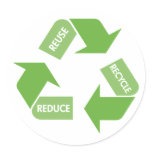 Recycle Reuse Reduce Round Stickers