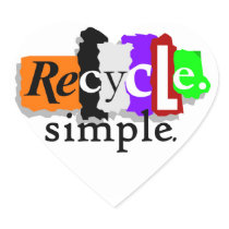 Recycle.simple. T-shirts and Gifts Heart Sticker