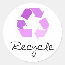 Recycle symbol! lilac design! round sticker