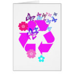 Recycle Symbol with Butterflies and Flowers Greeting Cards