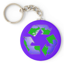 Recycle Symbol with Earth Keychain