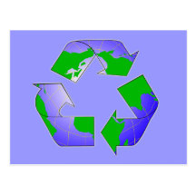 Recycle Symbol with Earth Postcard