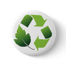 RECYCLE SYMBOL WITH LEAF BUTTON
