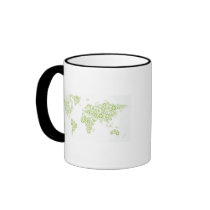 Recycle symbols used to create the planet coffee mug