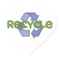Recycle T-shirts and Gifts Heart Stickers