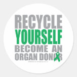 Recycle Yourself Organ Donor Round Stickers