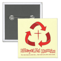 Recycled Human Christian button