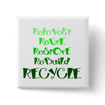 Recycling 101 pinback button
