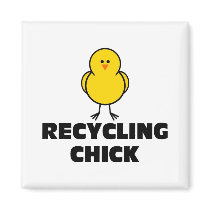 Recycling Chick Refrigerator Magnets