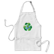Recycling symbol surrounding planet earth apron