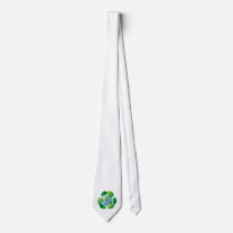 Recycling symbol surrounding planet earth custom ties