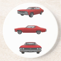 Red 1968 Chevelle SS: Beverage Coasters