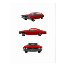Red 1968 Chevelle SS: Post Cards