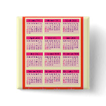 Red 2011 Year at a Glance Calendar Pinback Buttons
