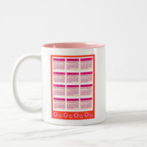 Red 2011 Year at a Glance Calendar Mug