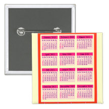Red 2011 Year at a Glance Calendar Pinback Buttons