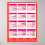 Red 2011 Year at a Glance Calendar Poster Print