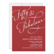 Red 50 and Fabulous Birthday Invitations