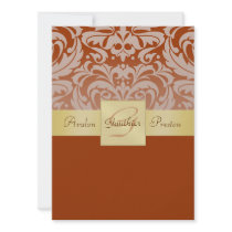 Red 5.5 x 7.5 Monogram Gold Ribbon Invitation