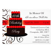 Red 60th Birthday Party Invitations