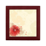 Red Abstract  Floral Tile Gift Box
