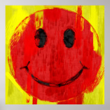 Red Abstract Smiley Face Poster
