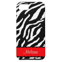Red Accent With White And Black Tiger Print