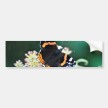 Red admiral butterfly  flowers bumper sticker