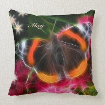 Red Admiral Butterfly Fractal Throw Pillow