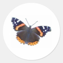 Red Admiral Butterfly Round Stickers