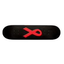 Red AIDS Awareness Ribbon Skate Boards