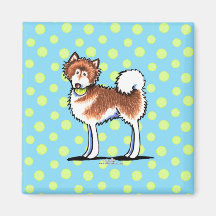 Red Alaskan Malamute Playtime Magnets