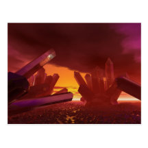 Red Alien Crystal World Postcard