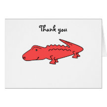 Red alligator greeting card