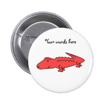 Red alligator pinback button