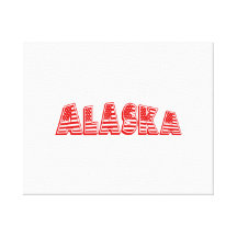 Red American Flag Alaska Stretched Canvas Print