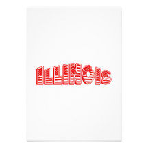 Red American Flag Illinois Personalized Announcement