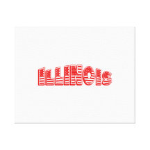 Red American Flag Illinois Stretched Canvas Print